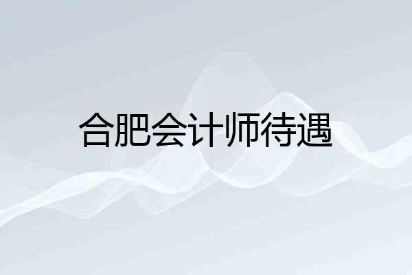 合肥会计师待遇