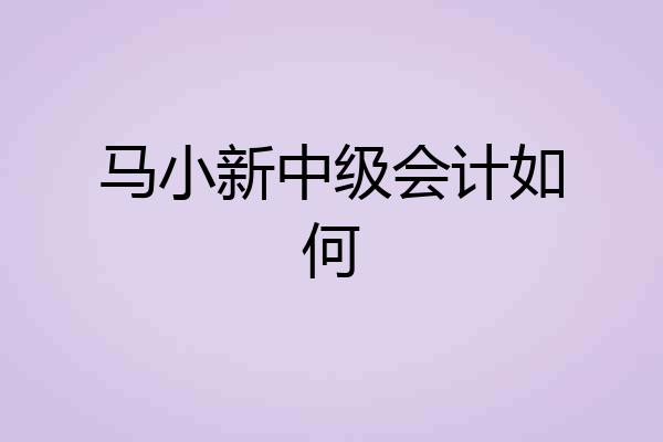 马小新中级会计如何