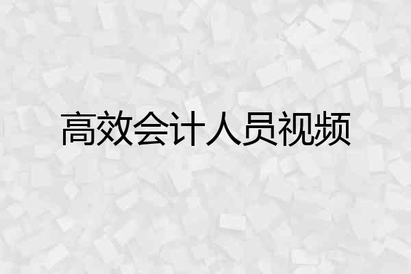 高效会计人员视频