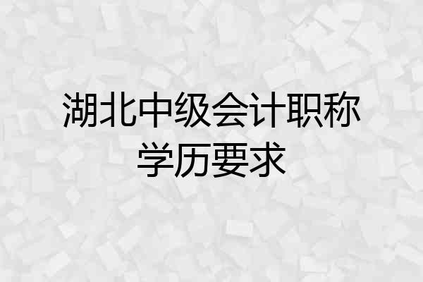 湖北中级会计职称学历要求