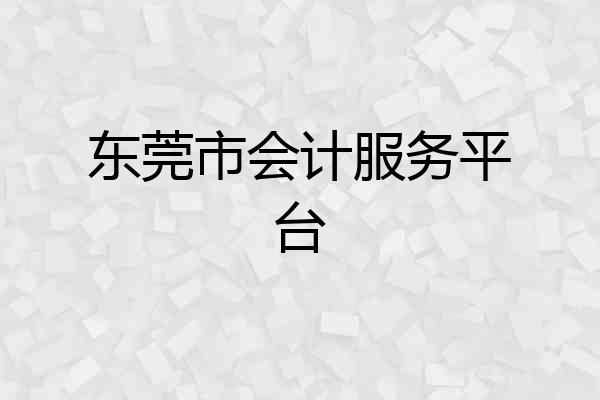 东莞市会计服务平台