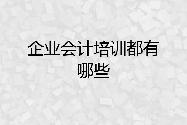 企业会计培训都有哪些