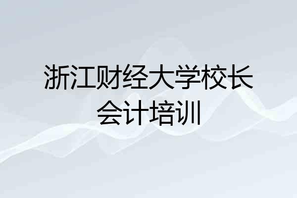 浙江财经大学校长会计培训