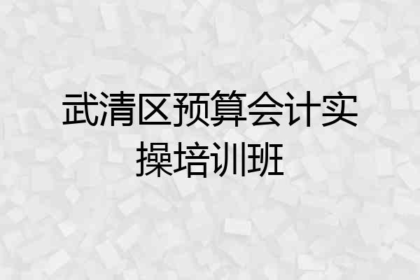 武清区预算会计实操培训班