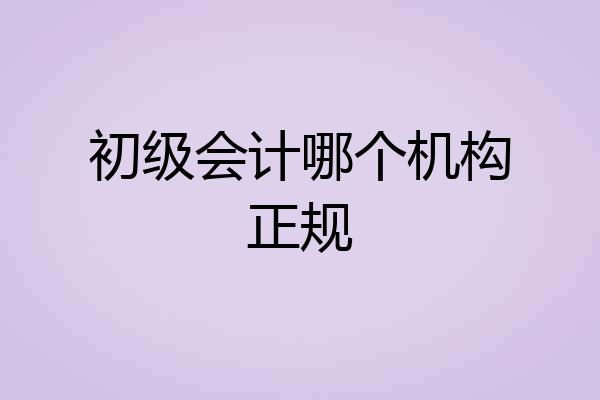 初级会计哪个机构正规