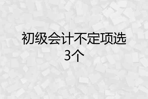 初级会计不定项选3个