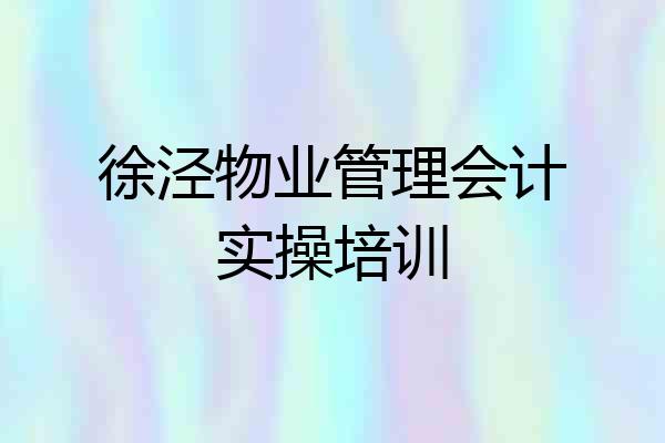 徐泾物业管理会计实操培训