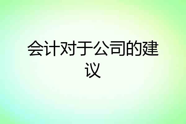 会计对于公司的建议
