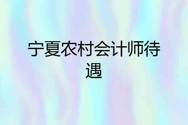 宁夏农村会计师待遇