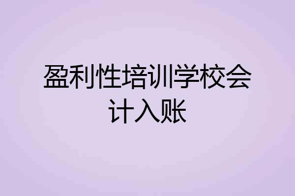 盈利性培训学校会计入账