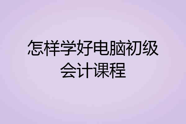 怎样学好电脑初级会计课程