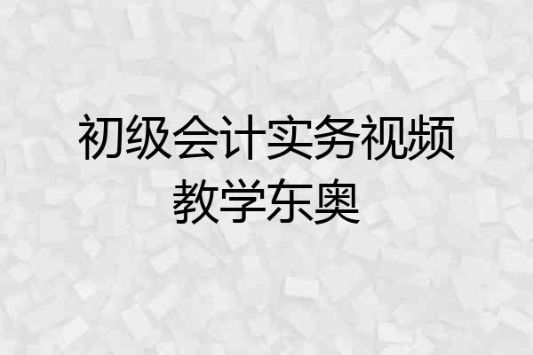 初级会计实务视频教学东奥