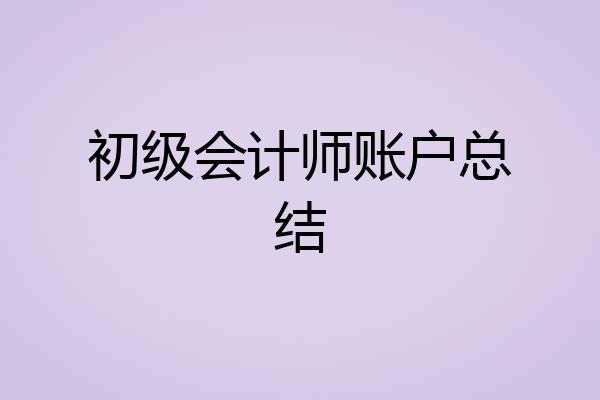 初级会计师账户总结