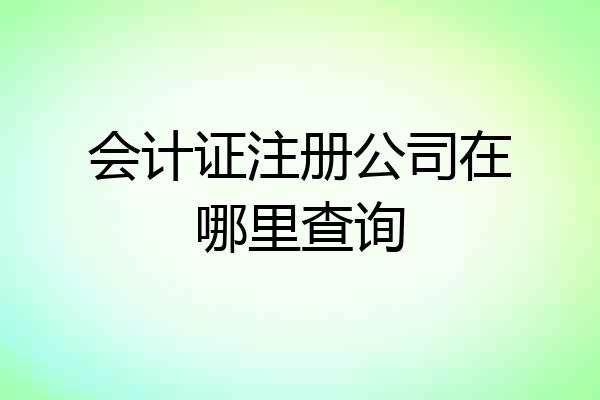 会计证注册公司在哪里查询