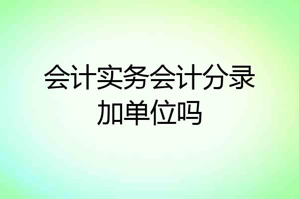 会计实务会计分录加单位吗