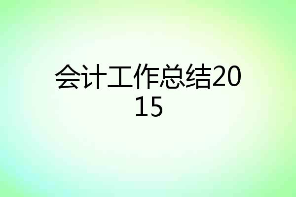 会计工作总结2015