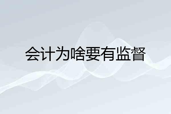 会计为啥要有监督
