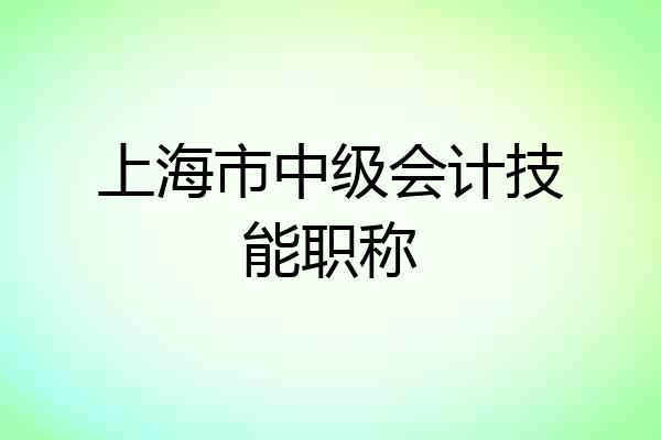 上海市中级会计技能职称