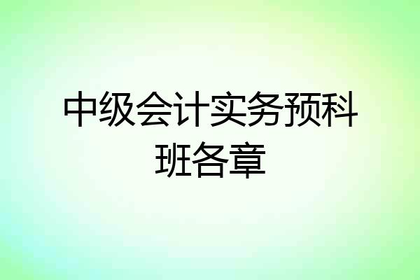 中级会计实务预科班各章