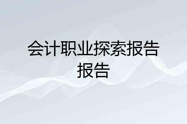 会计职业探索报告报告