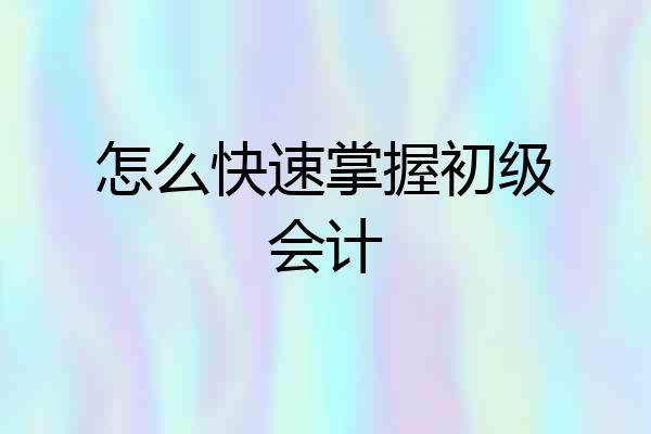 怎么快速掌握初级会计