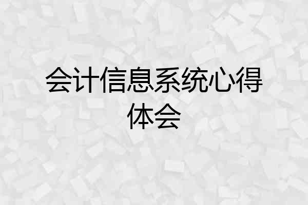 会计信息系统心得体会
