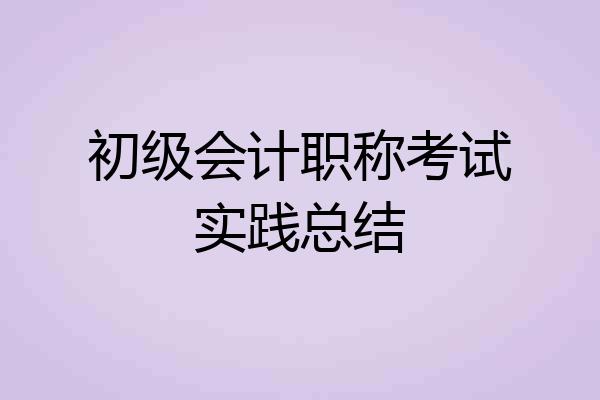 初级会计职称考试实践总结
