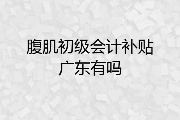 腹肌初级会计补贴广东有吗