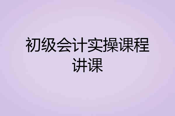 初级会计实操课程讲课