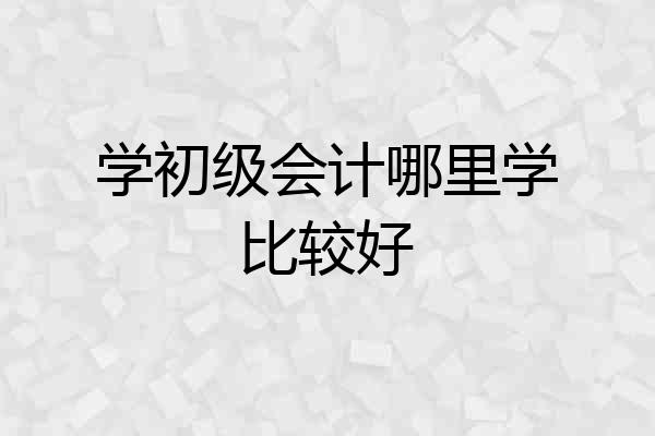 学初级会计哪里学比较好