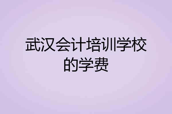 武汉会计培训学校的学费