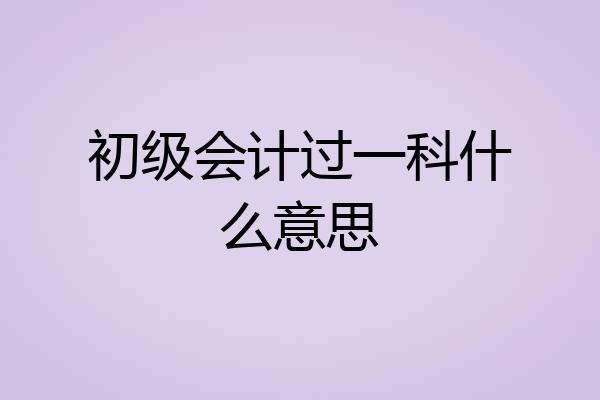初级会计过一科什么意思