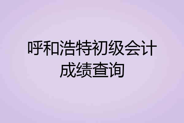 呼和浩特初级会计成绩查询