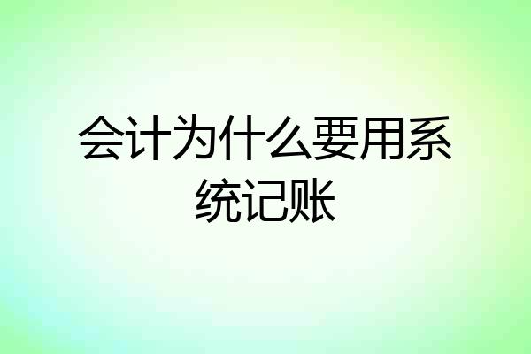 会计为什么要用系统记账