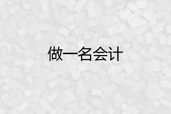 做一名会计