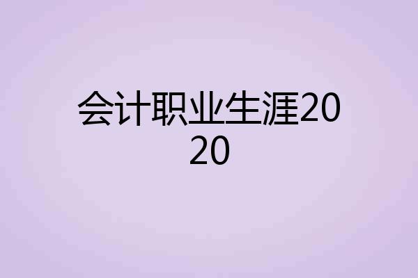会计职业生涯2020
