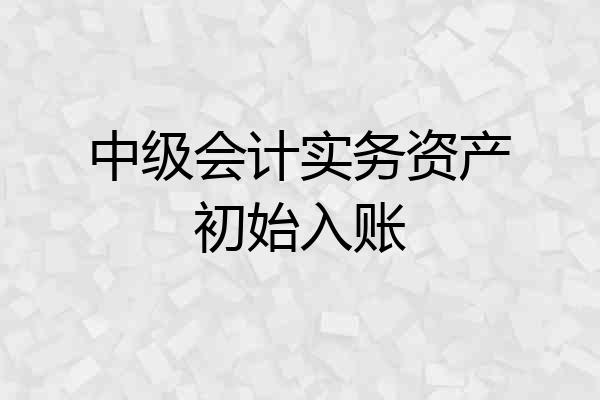 中级会计实务资产初始入账