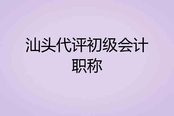 汕头代评初级会计职称