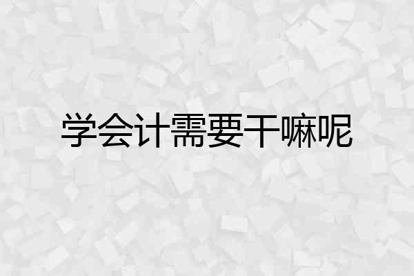 学会计需要干嘛呢