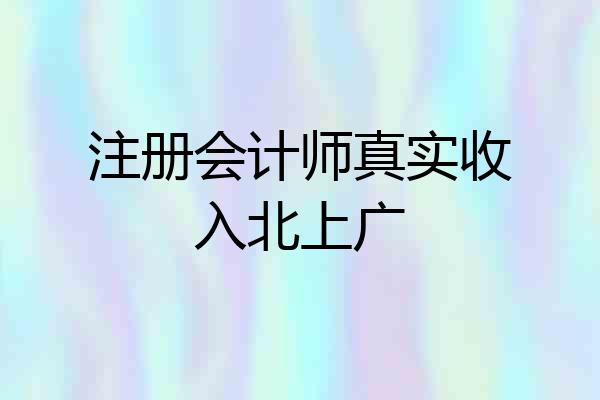 注册会计师真实收入北上广