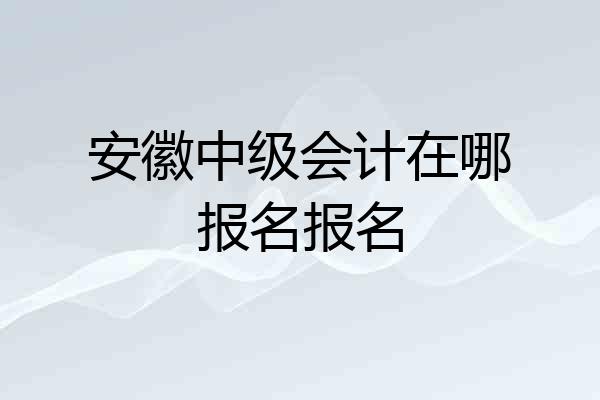 安徽中级会计在哪报名报名
