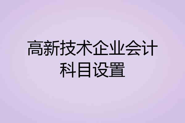 高新技术企业会计科目设置