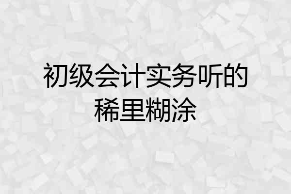 初级会计实务听的稀里糊涂