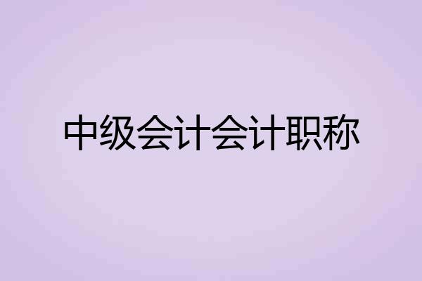 中级会计会计职称