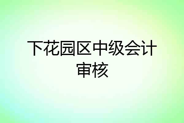 下花园区中级会计审核