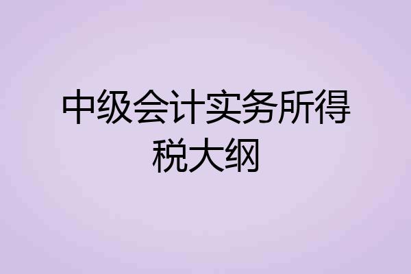 中级会计实务所得税大纲