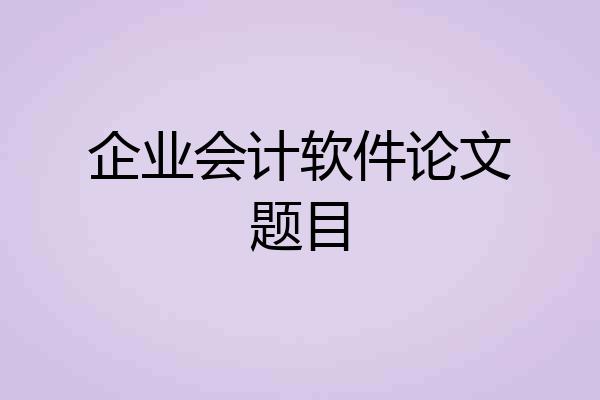 企业会计软件论文题目