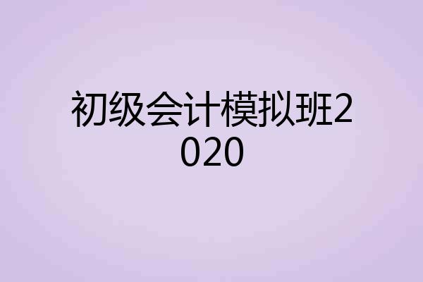 初级会计模拟班2020