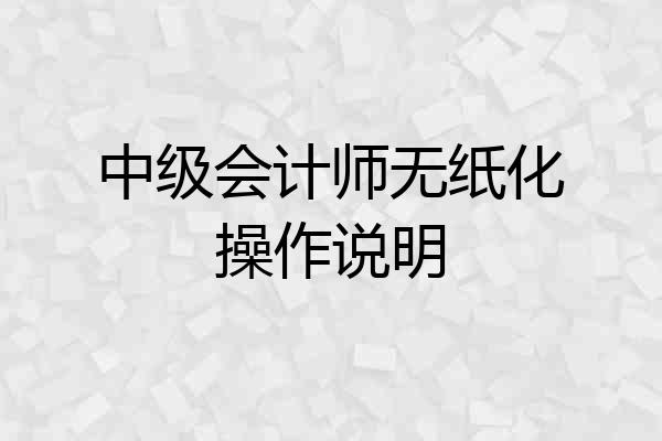 中级会计师无纸化操作说明
