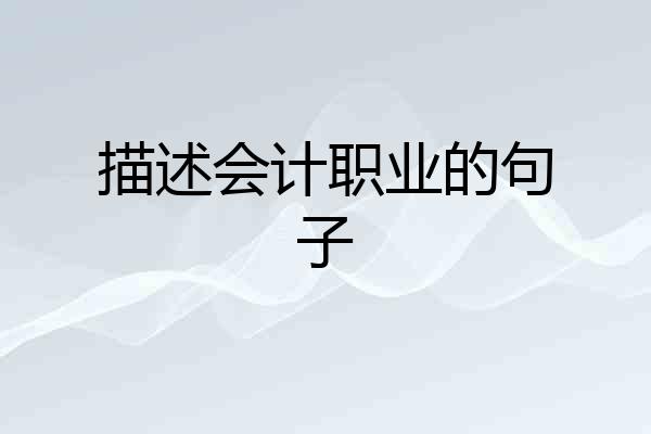 描述会计职业的句子